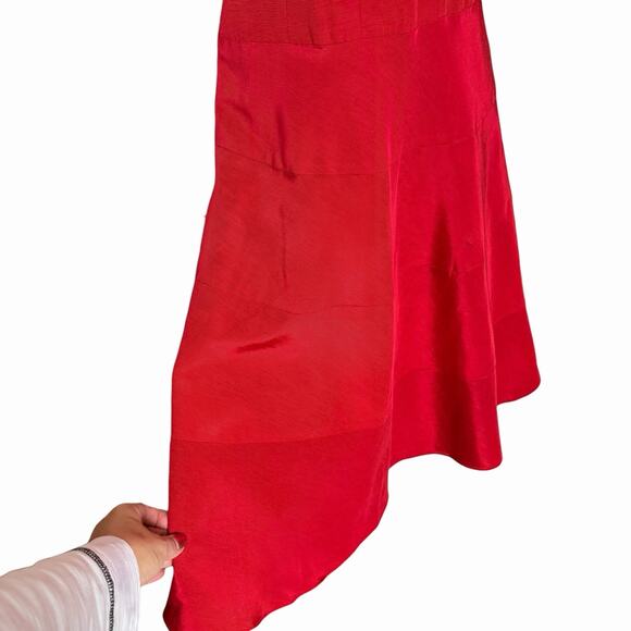 VINTAGE 90s NICOLE MILLER RED STRAPLESS DRESS FORMAL CORSET LACE UP BACK SIZE 6 - Picture 7 of 7